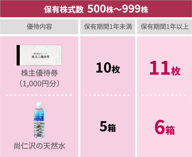 保有株式数500～999株